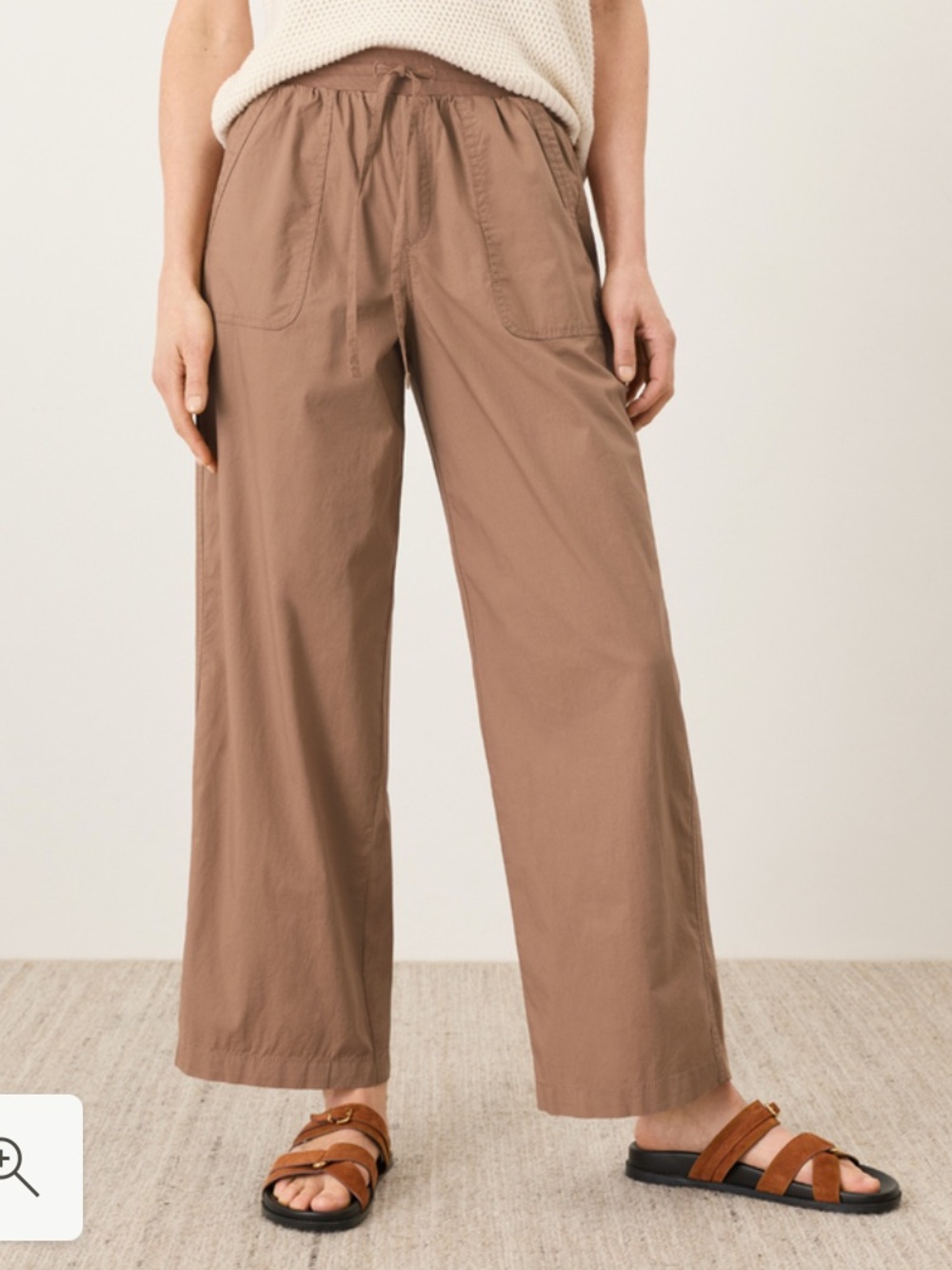 Pact Women’s Stretch Poplin Organic Cotton Wide Leg Pants in Driftwood Brown M
